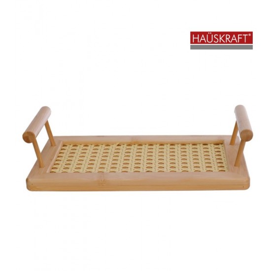 Bandeja 25X15CM Retangular Bambu Com Treliça e Alça 